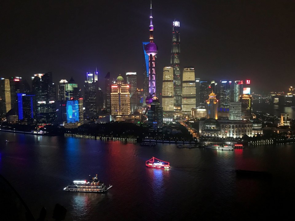 Shanghai's skyline view from the Bund. 
